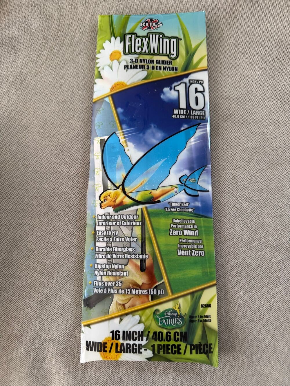 Disney Fairies Tinker Bell FlexWing 3D Nylon Glider Kite 16” X Kites New